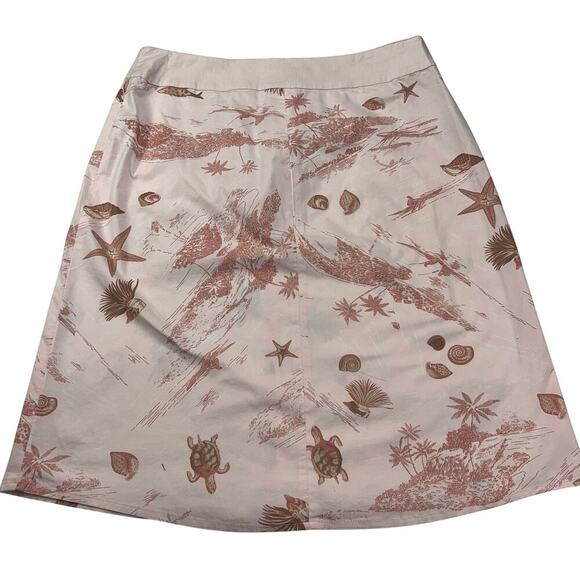 Terre & Mer Cotton A-Line Skirt Sea Turtles Shells Pink Size Euro 44 (US 12) - Picture 8 of 13